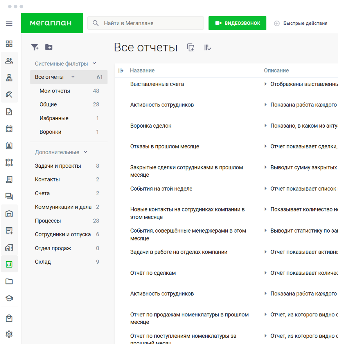 Отчёты и аналитика